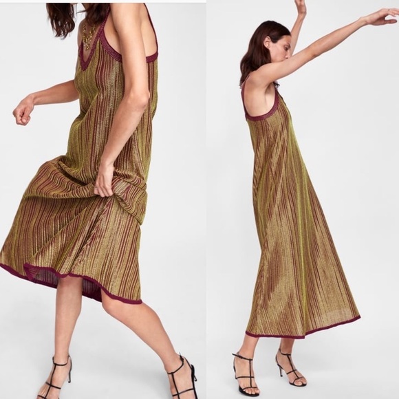 ZARA Limited Edition Dress with Metallic Thread - Picture 6 of 7
